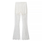 Sweet Spicy Slim Fit Slimming Zipper Splicing Lace Top Pant