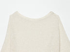 French round Neck Hem Asym Loose Knitted All Matching Top