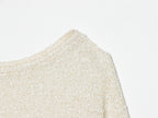 French round Neck Hem Asym Loose Knitted All Matching Top