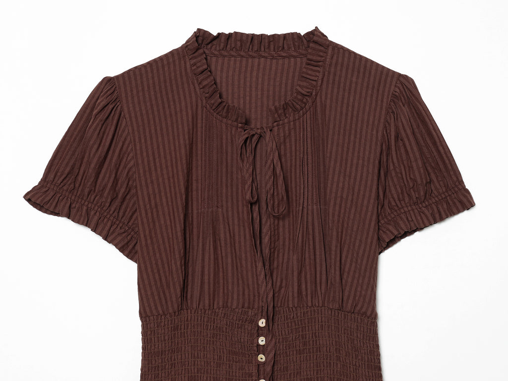 Women Clothing French Sweet Puff Short Sleeve Bow Structure