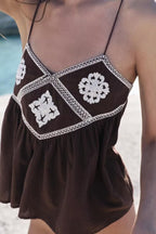 Women Clothing Summer Ethnic Sexy Embroidery Backless Strap