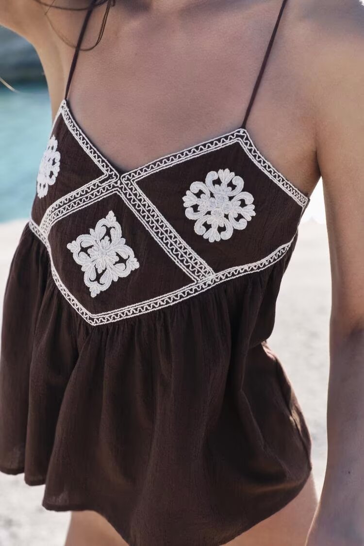 Women Clothing Summer Ethnic Sexy Embroidery Backless Strap