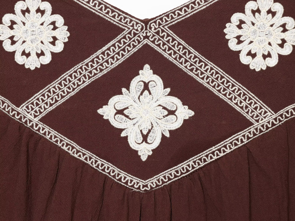 Women Clothing Summer Ethnic Sexy Embroidery Backless Strap