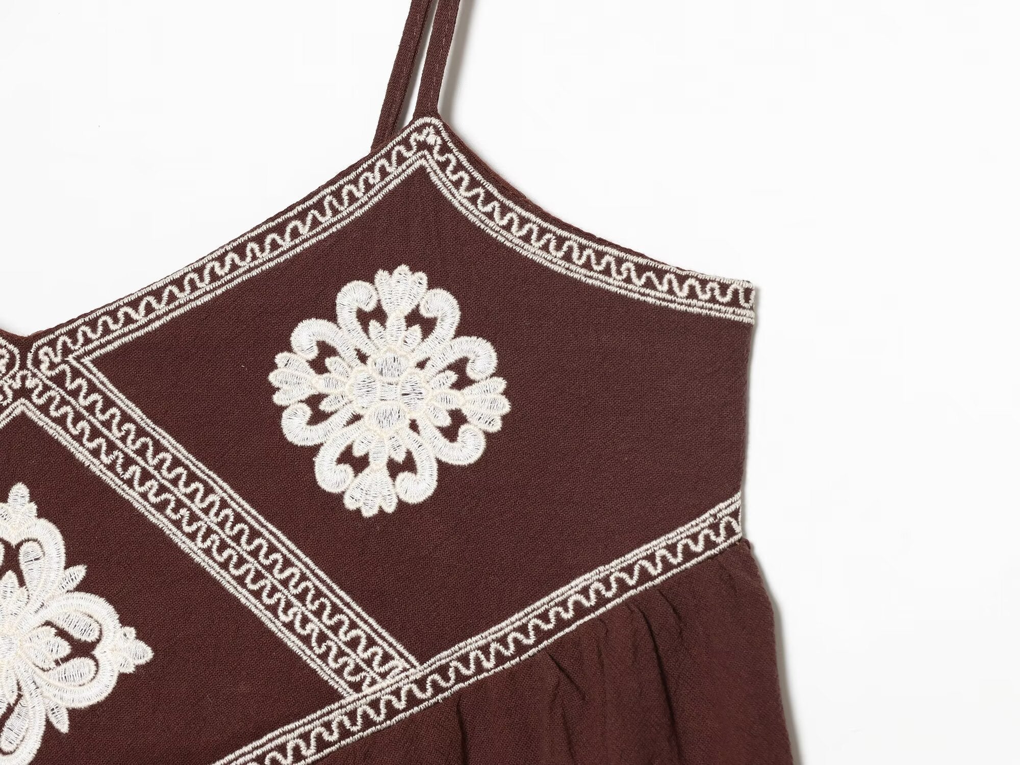 Women Clothing Summer Ethnic Sexy Embroidery Backless Strap