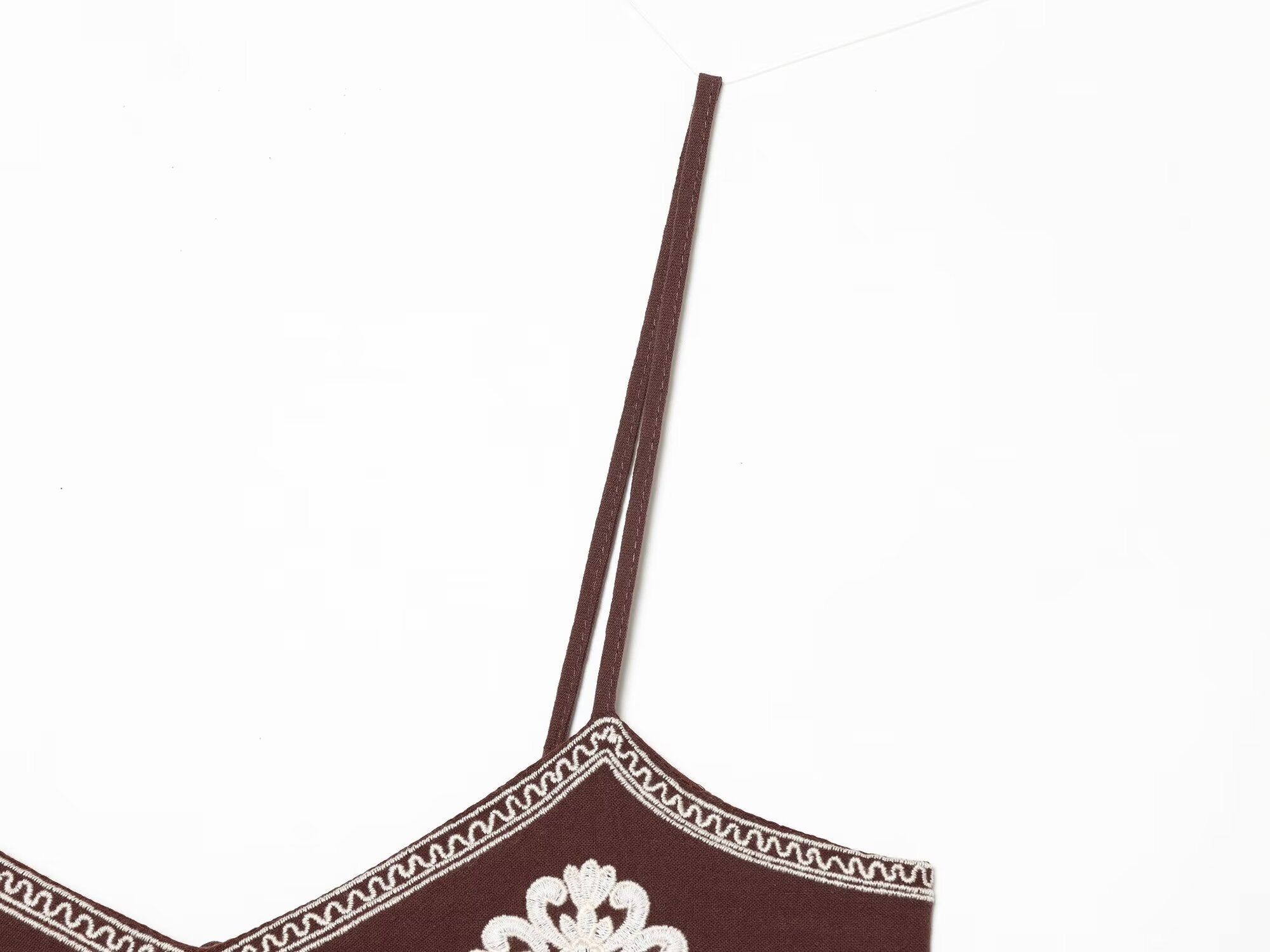 Women Clothing Summer Ethnic Sexy Embroidery Backless Strap