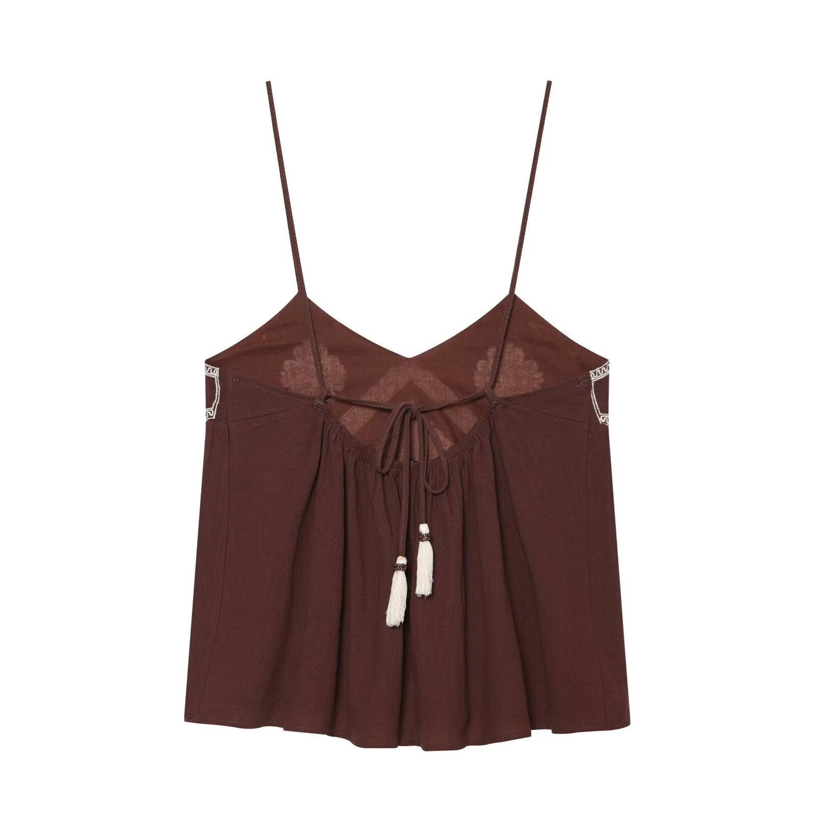 Women Clothing Summer Ethnic Sexy Embroidery Backless Strap