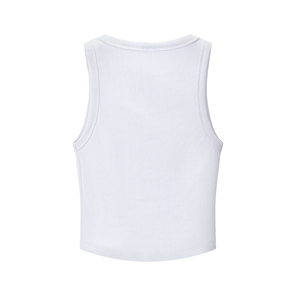 Multi Color Short Vest U Neck Sleeveless Asymmetrical Top