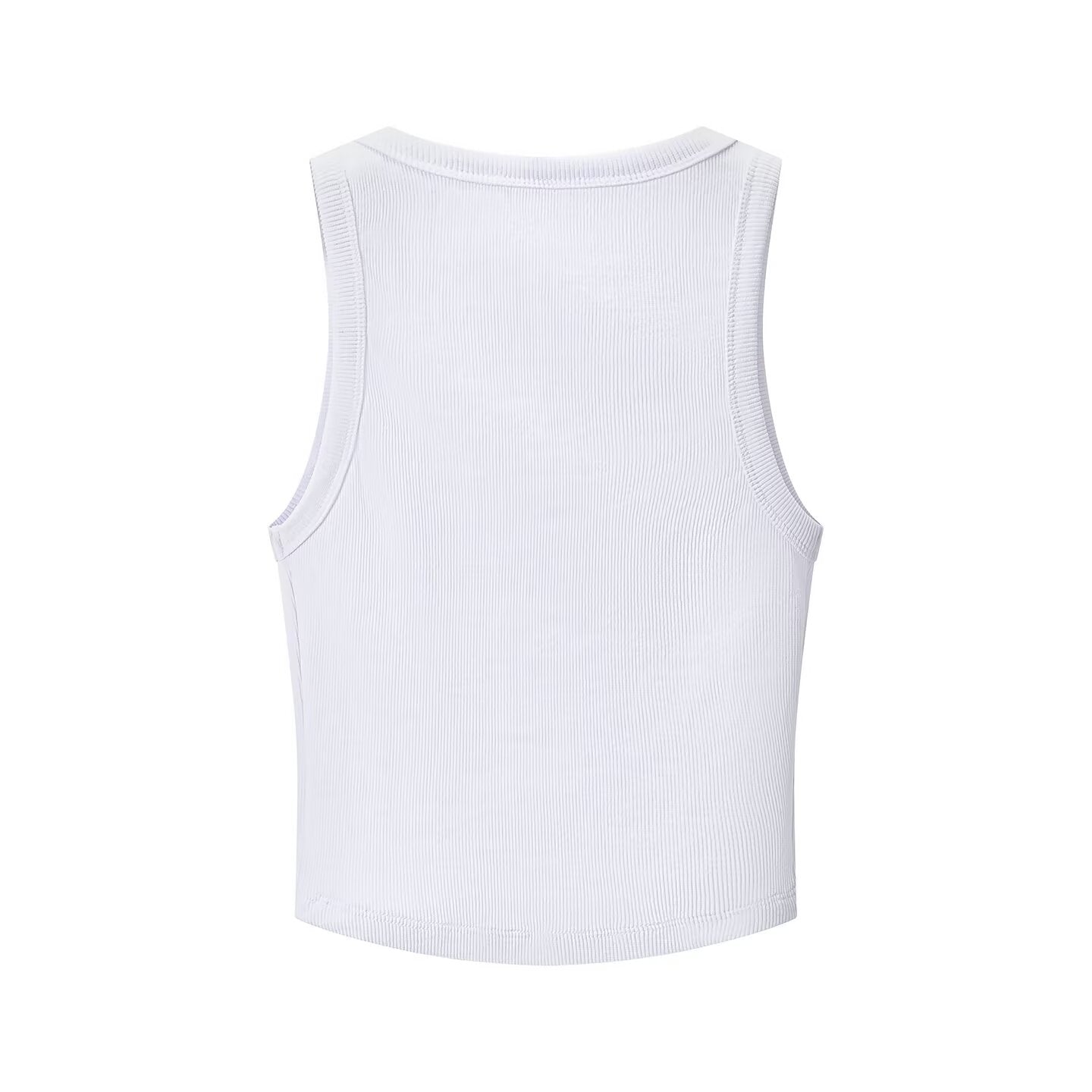 Multi Color Short Vest U Neck Sleeveless Asymmetrical Top
