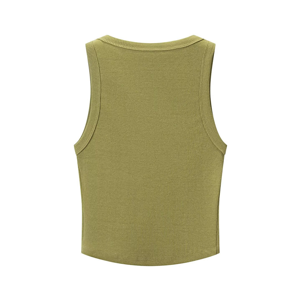 Multi Color Short Vest U Neck Sleeveless Asymmetrical Top