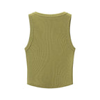 Multi Color Short Vest U Neck Sleeveless Asymmetrical Top