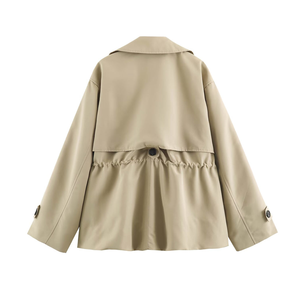 Women Clothing Summer Long Sleeve Collared Adjustable Waist