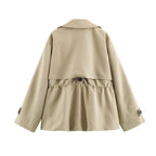 Women Clothing Summer Long Sleeve Collared Adjustable Waist