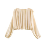 Three Color Balloon Silk Satin Textured Shirt
