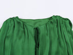 Three Color Balloon Silk Satin Textured Shirt