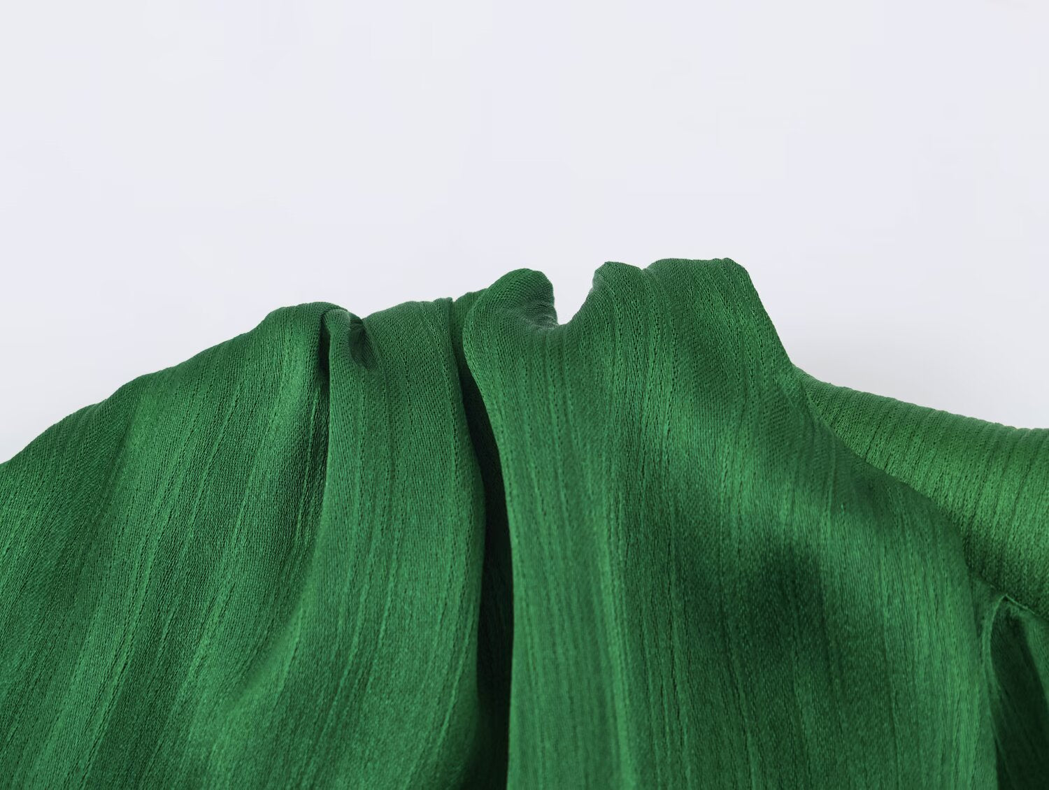 Three Color Balloon Silk Satin Textured Shirt
