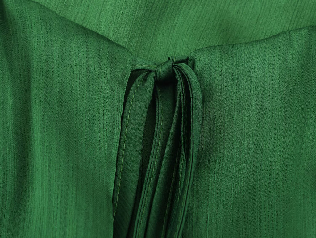 Three Color Balloon Silk Satin Textured Shirt