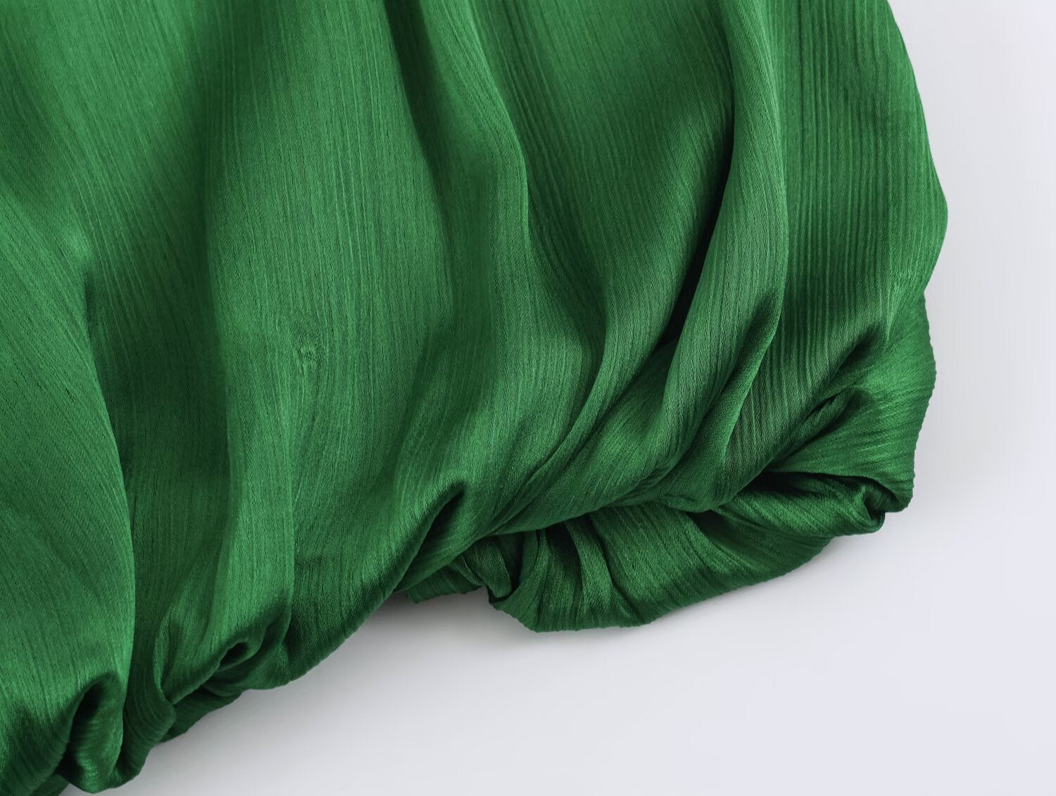 Three Color Balloon Silk Satin Textured Shirt