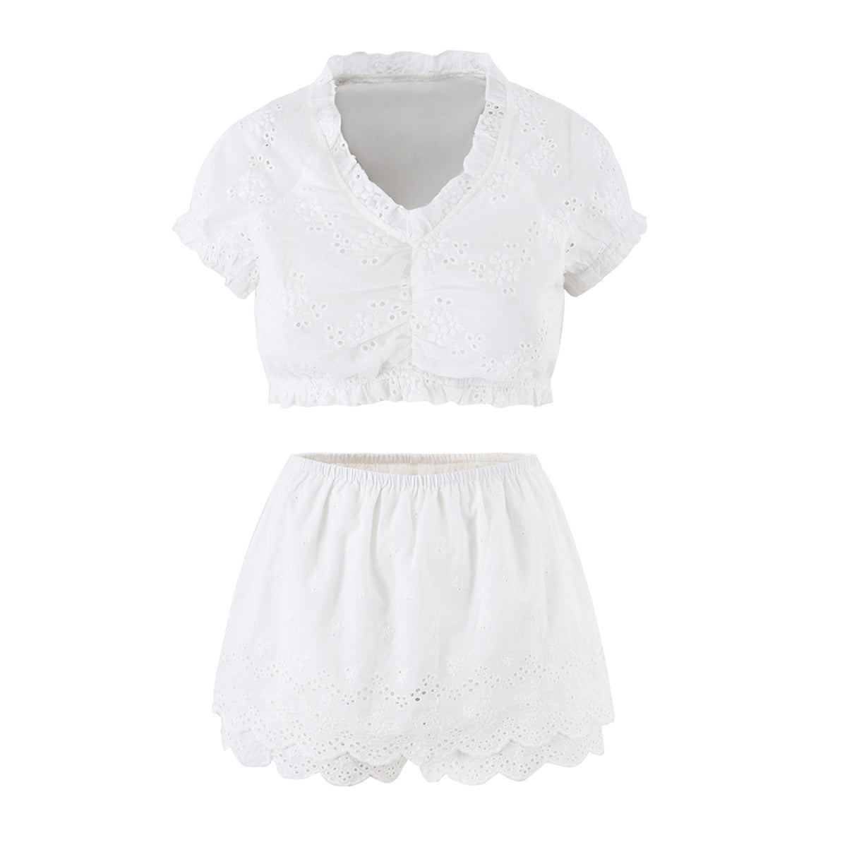 Women Clothing Ruffled Top Layered Scallop Shaped EW