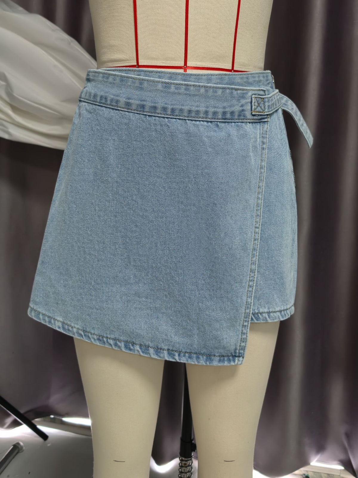 Side Zipper Irregular Asymmetric Denim Culottes High Skirt