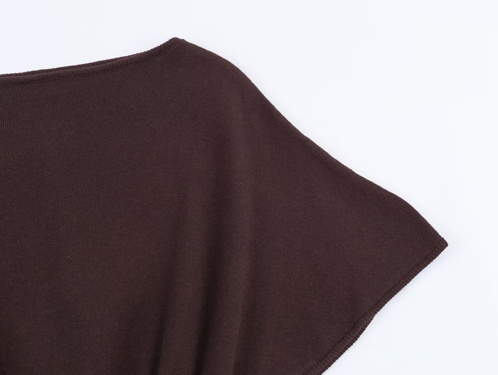 Women Clothing Fall Tight Waist Hem with Belt Knitted T