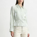 Light Thin Loose All Match Satin Collared Metal with Belt