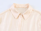 Light Thin Loose All Match Satin Collared Metal with Belt