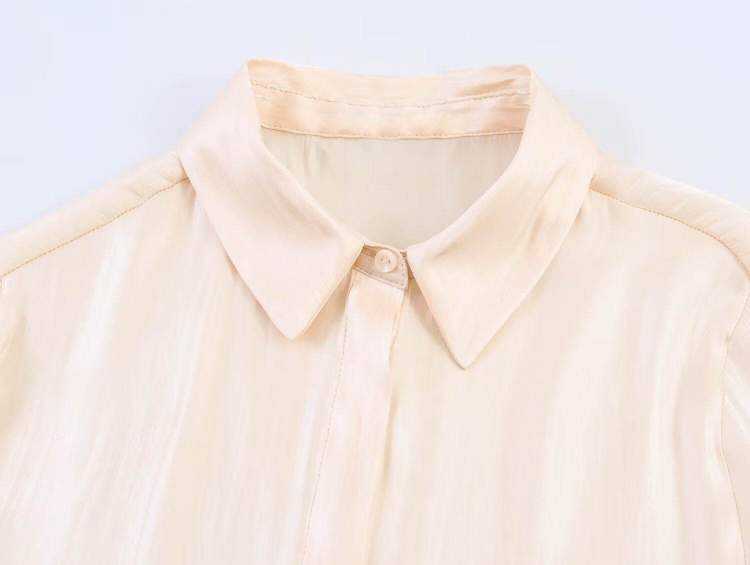 Light Thin Loose All Match Satin Collared Metal with Belt