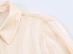 Light Thin Loose All Match Satin Collared Metal with Belt