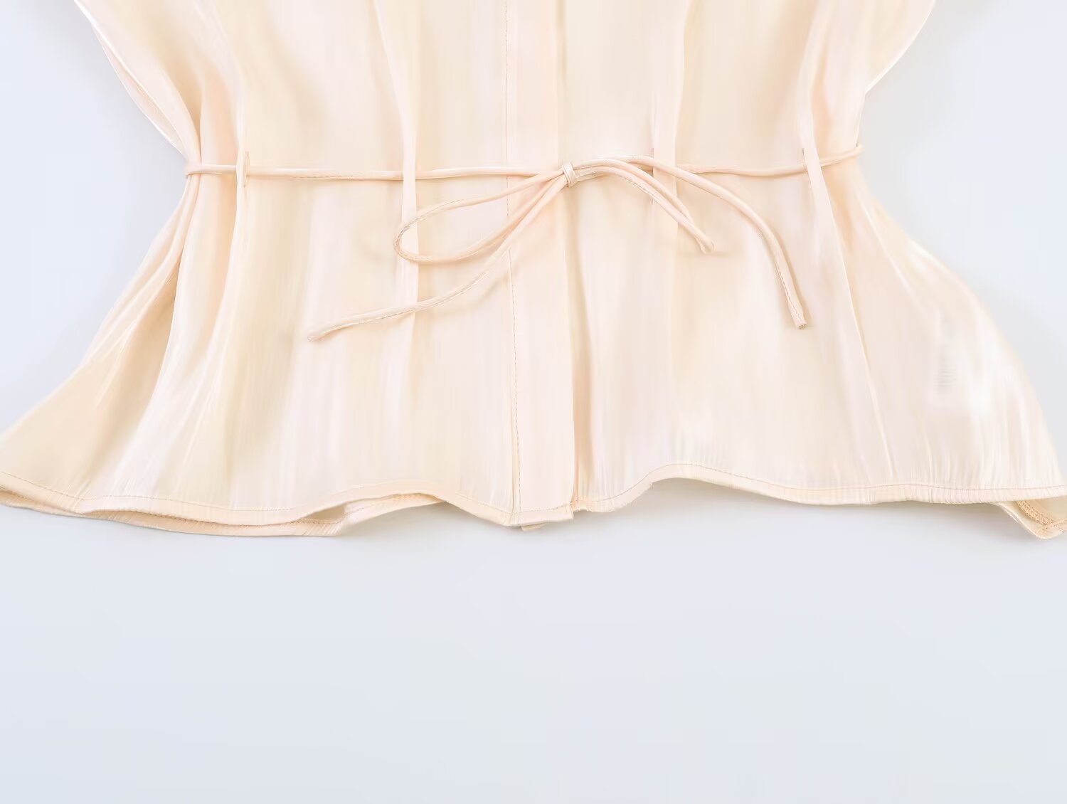 Light Thin Loose All Match Satin Collared Metal with Belt