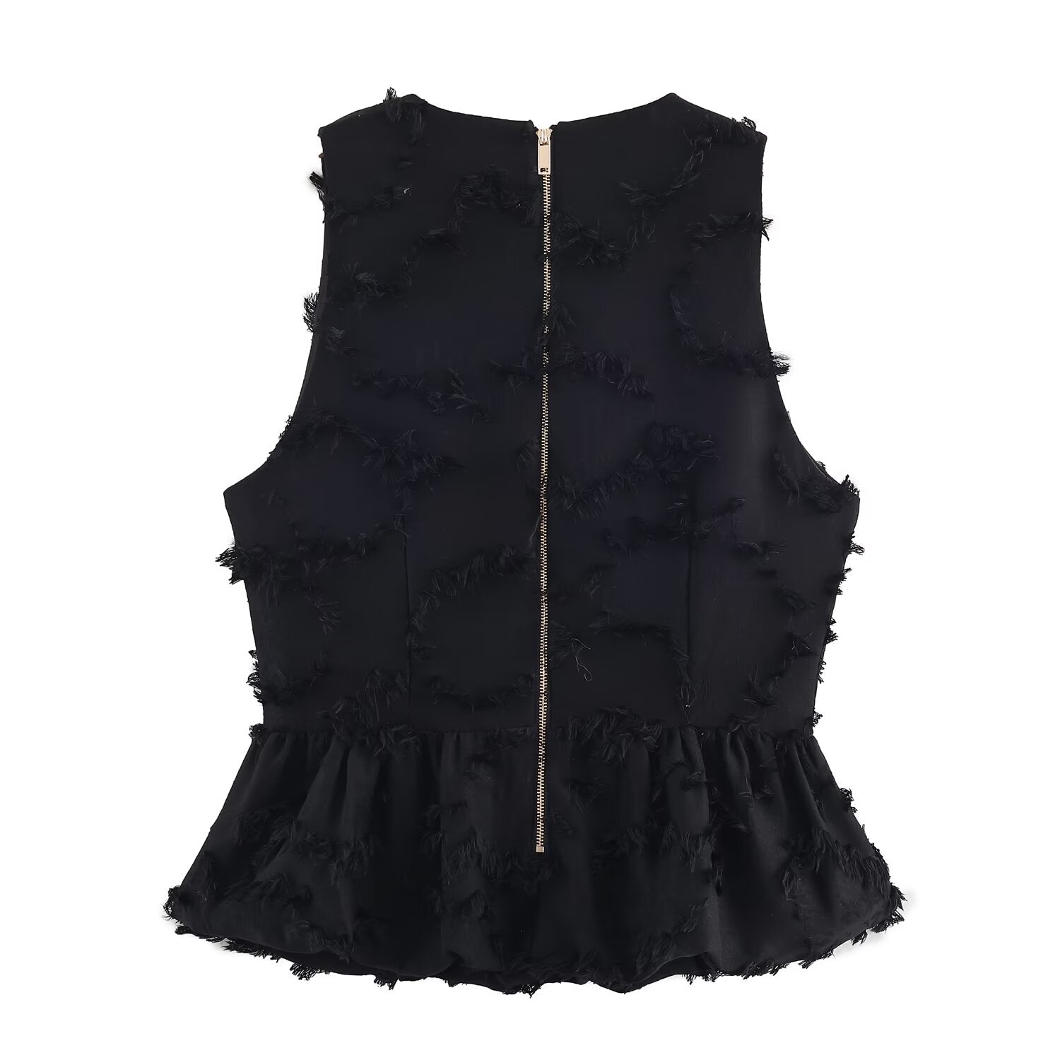 Women Clothing Elegant Lunch Break Fringe Short Hem Top
