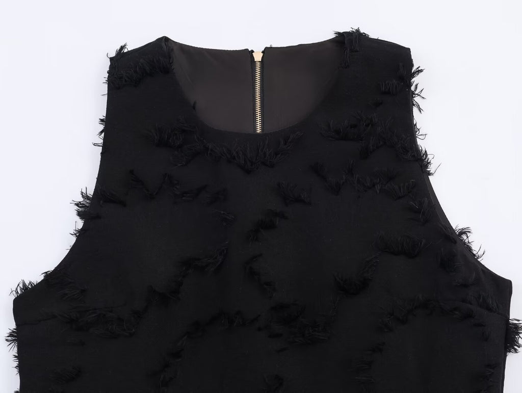 Women Clothing Elegant Lunch Break Fringe Short Hem Top
