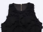 Women Clothing Elegant Lunch Break Fringe Short Hem Top