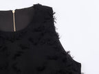 Women Clothing Elegant Lunch Break Fringe Short Hem Top