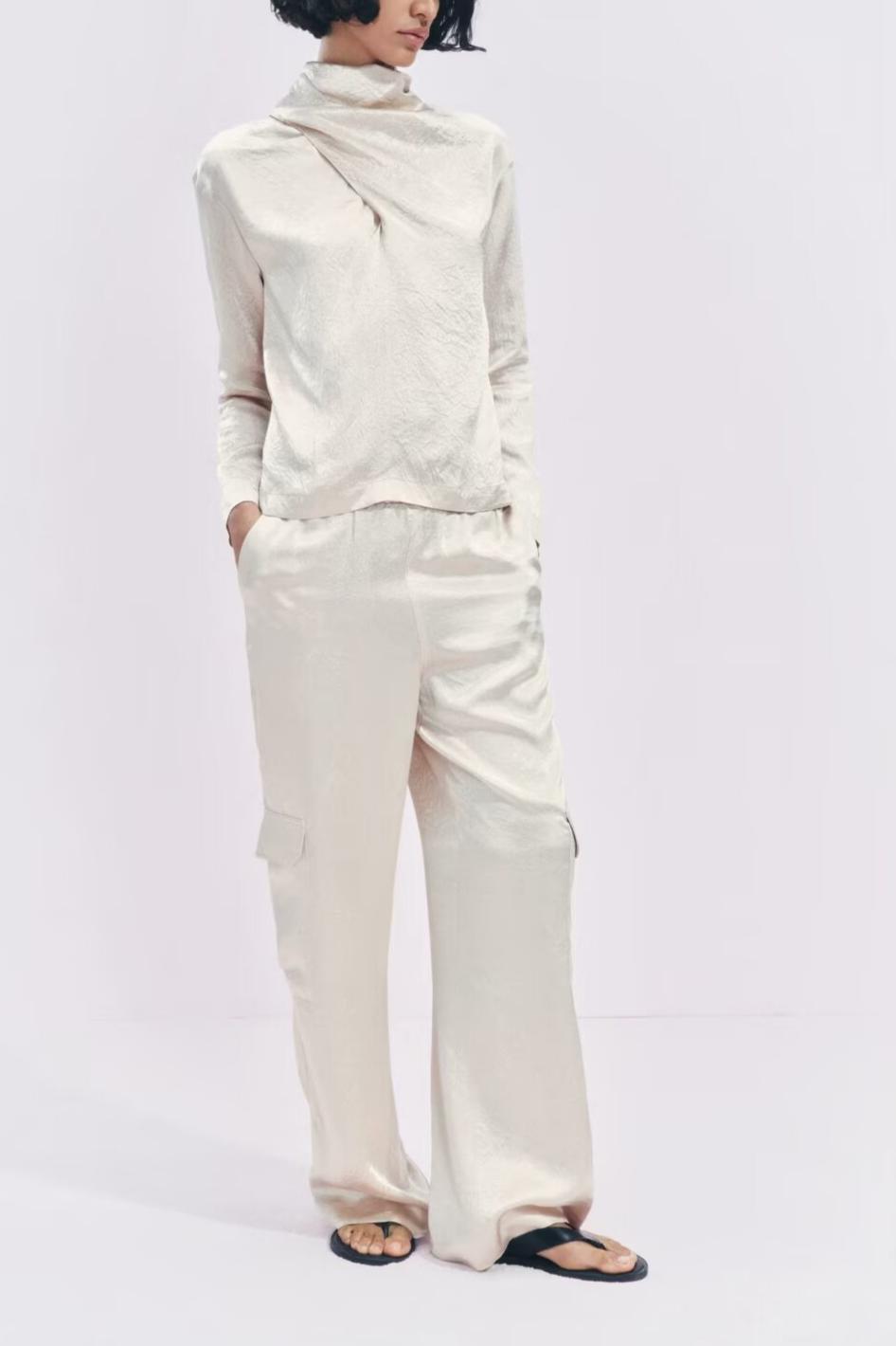 Women Clothing Summer Silk Texture Shirt Silk Satin