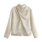 Women Clothing Summer Silk Texture Shirt Silk Satin