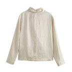 Women Clothing Summer Silk Texture Shirt Silk Satin