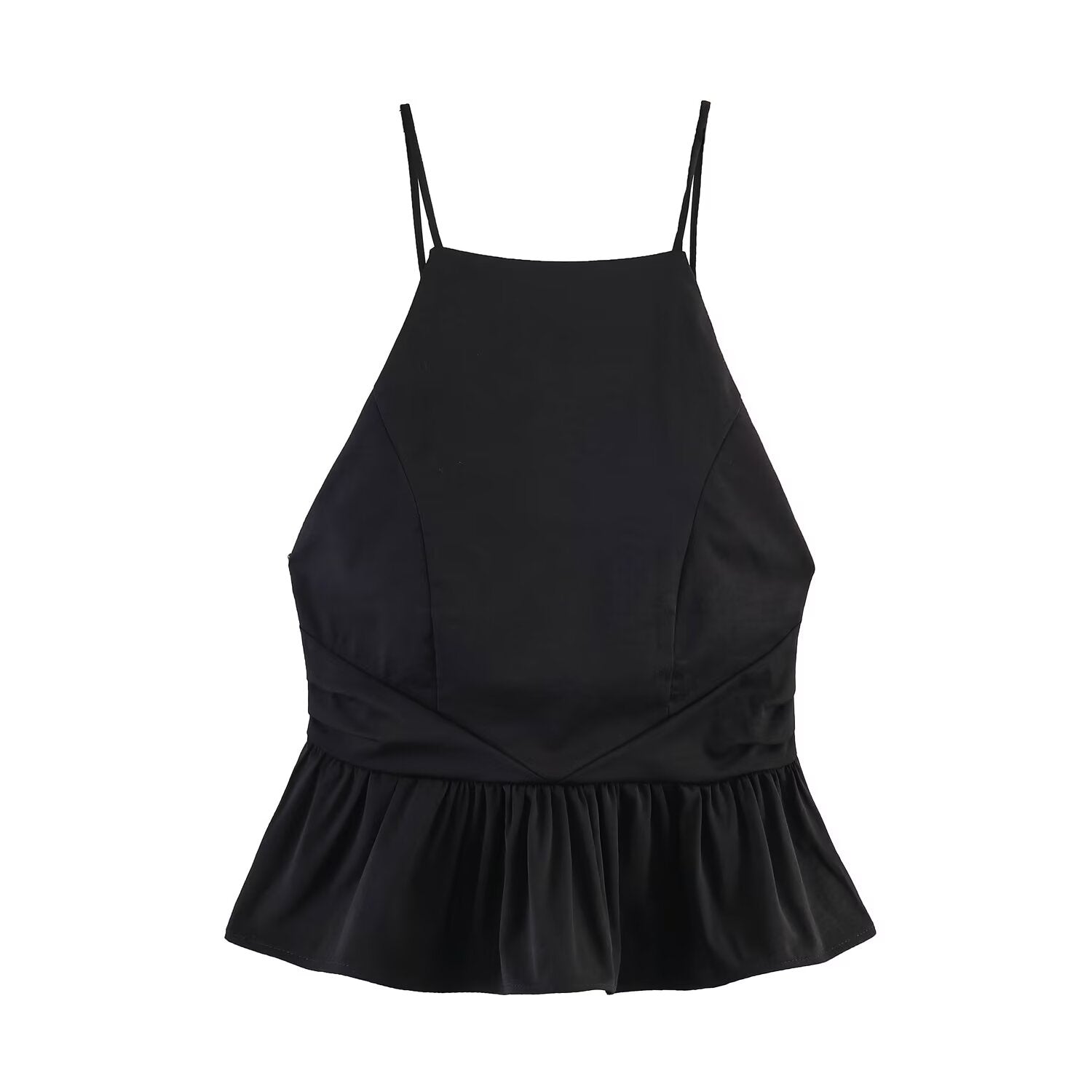 Waist Controlled Hanging Collar Backless Top