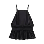Waist Controlled Hanging Collar Backless Top