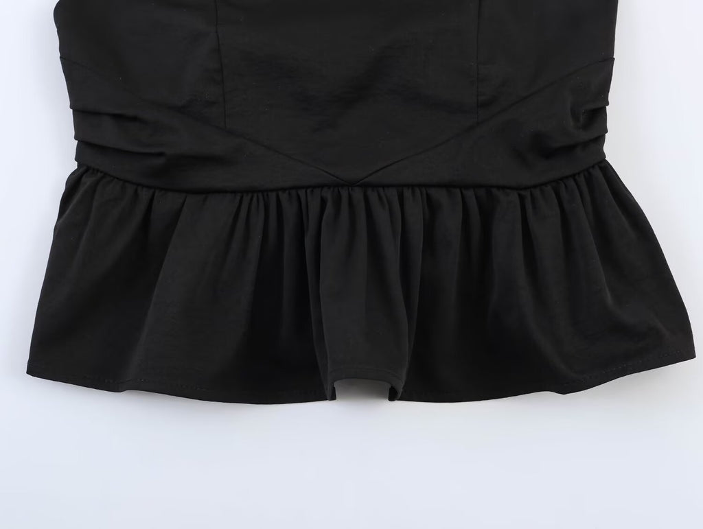 Waist Controlled Hanging Collar Backless Top