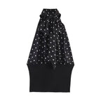 Women Clothing Summer Holiday Polka Dot Hanging Collar Top