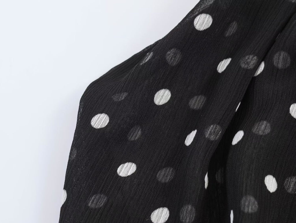 Women Clothing Summer Holiday Polka Dot Hanging Collar Top