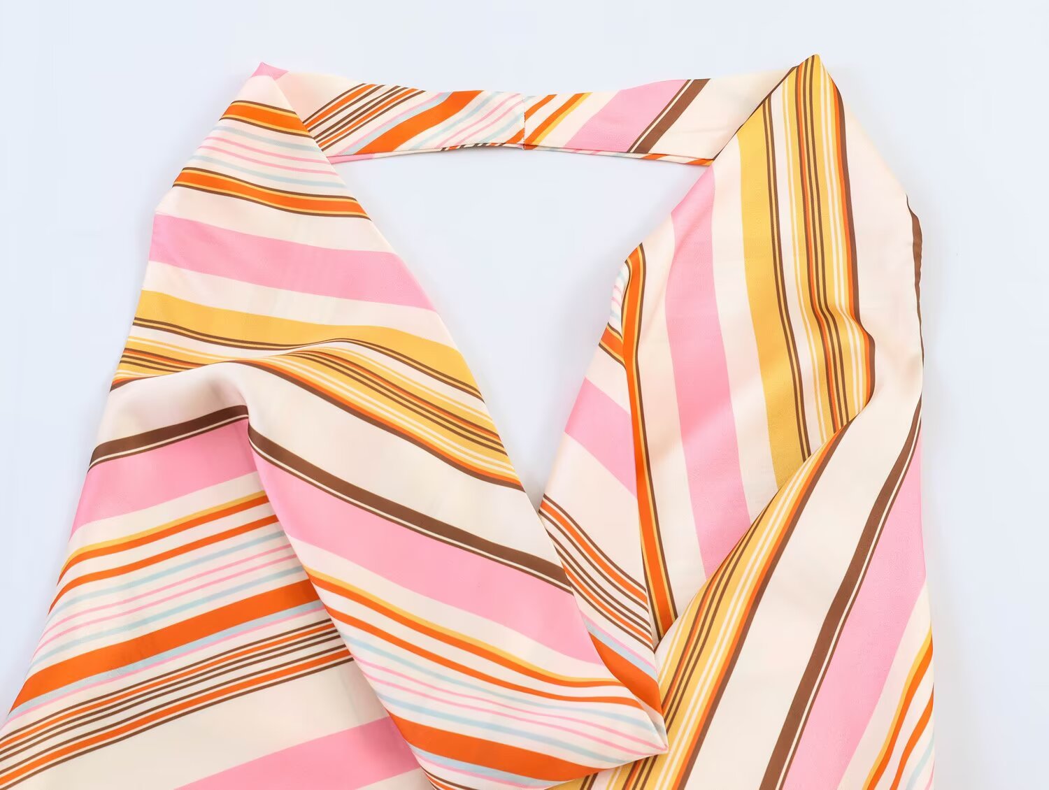Summer Women Clothing Striped Hanging Collar Top