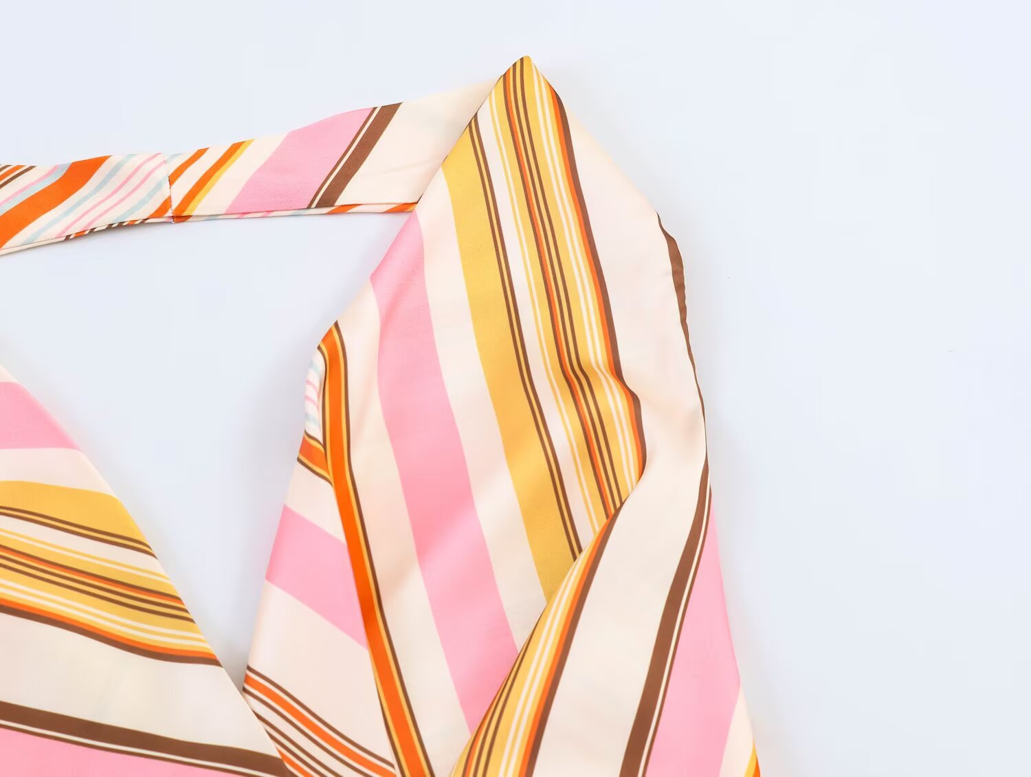 Summer Women Clothing Striped Hanging Collar Top