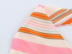 Summer Women Clothing Striped Hanging Collar Top