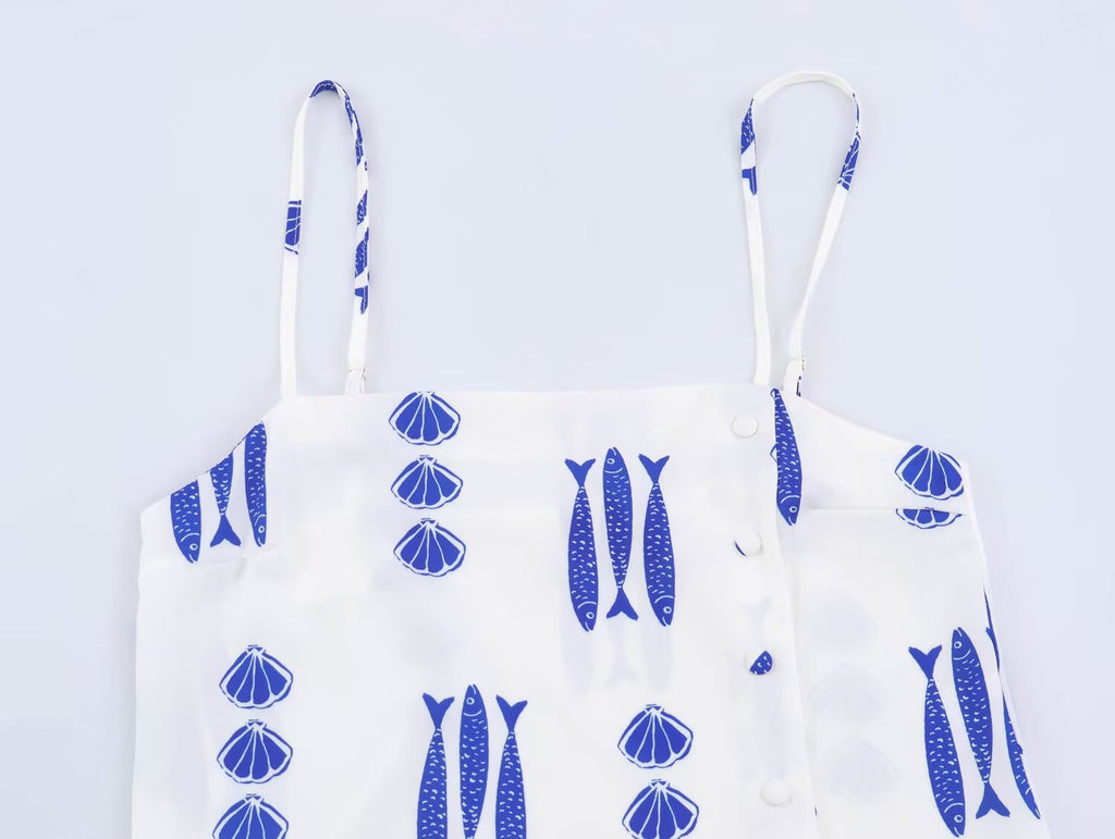 Women Clothing Summer Printed Short Top Camisole