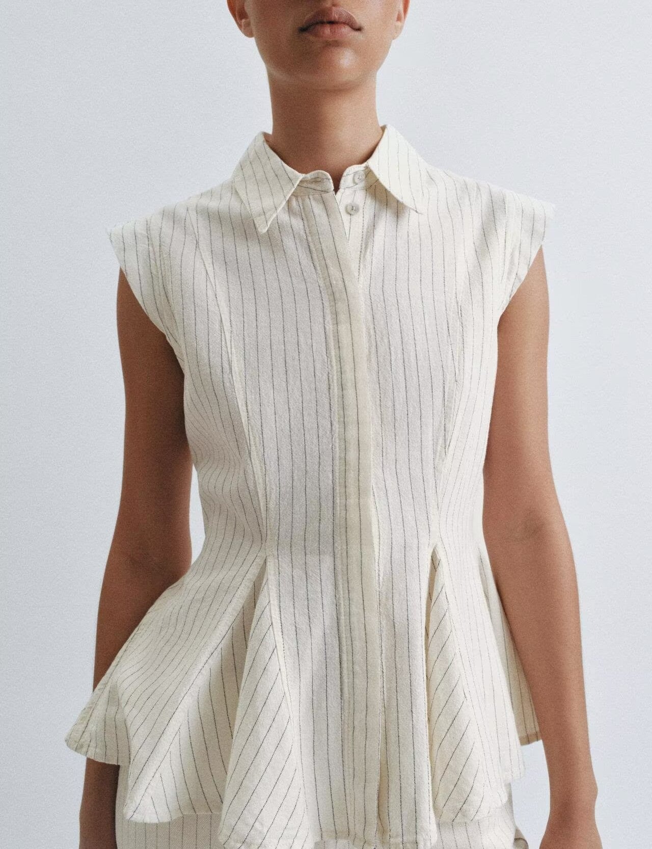 Women Clothing SL Striped Shirt Slim Fit Waist Controlled