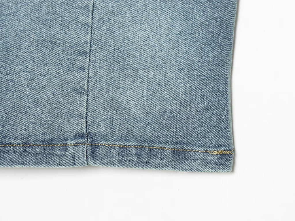 Women Clothing Denim Slim Vest Top with Belt Ripped Denim