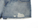 Women Clothing Denim Slim Vest Top with Belt Ripped Denim