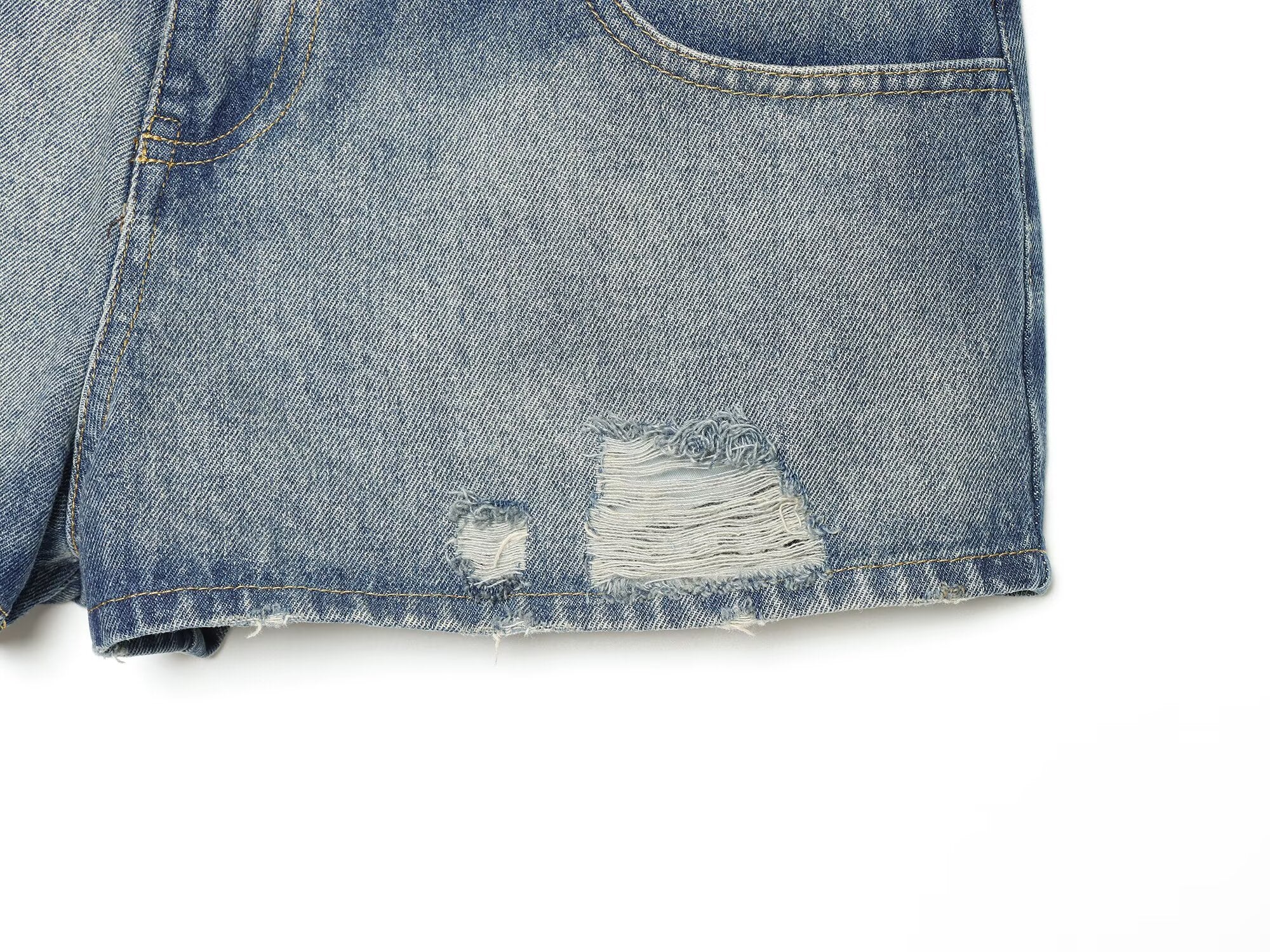 Women Clothing Denim Slim Vest Top with Belt Ripped Denim