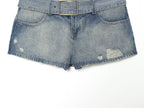 Women Clothing Denim Slim Vest Top with Belt Ripped Denim